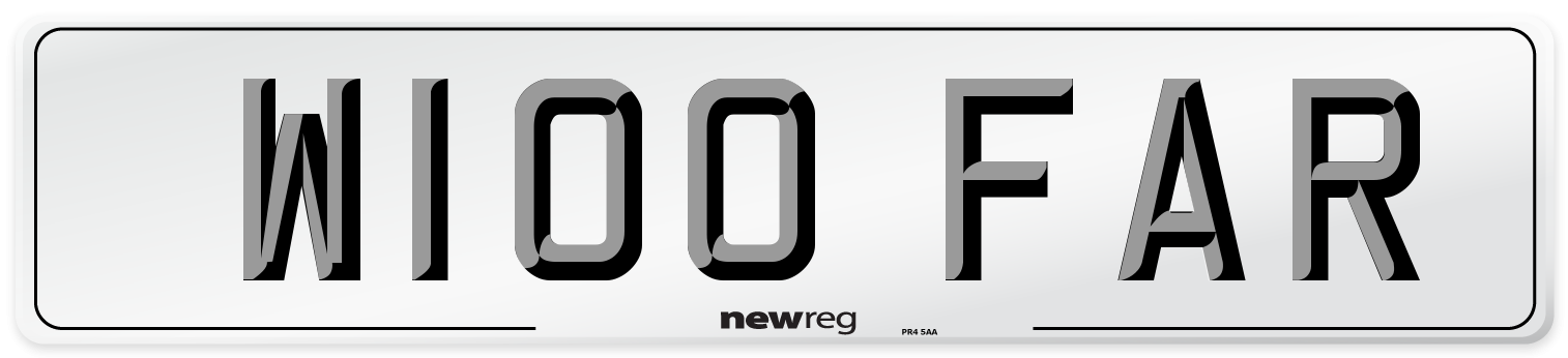 W100 FAR Number Plate from New Reg